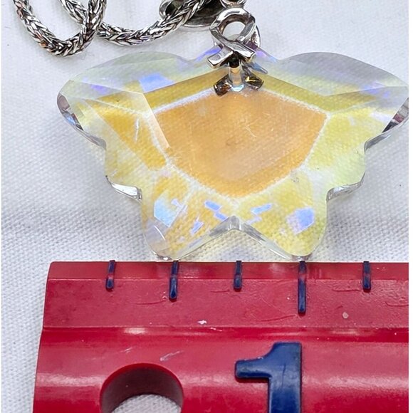 Dazzling 925 Sterling Silver Butterfly Crystal Aurora Borealis Necklace - Picture 5 of 14